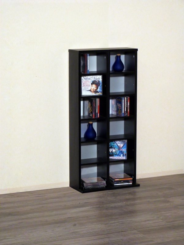 CD DVD armoire compartiment armoire placard Milano noir - VDD World