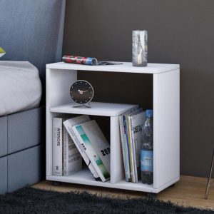 Table de chevet Zeito - table d'appoint - hauteur 55 cm - blanc