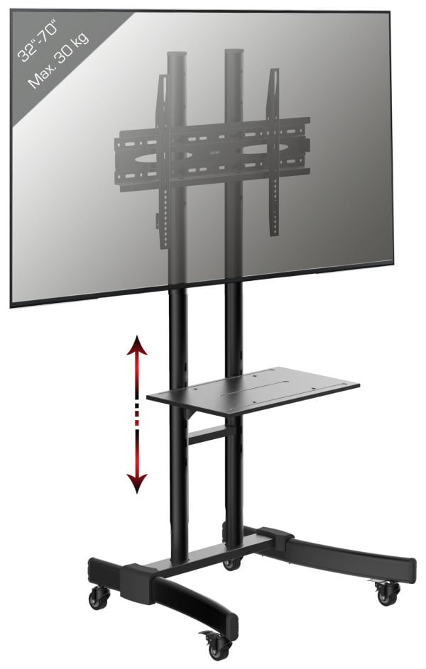 Base TV écran moniteur standard mobile réglable en hauteur noir - VDD World