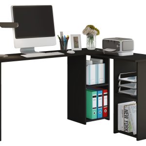 Meuble informatique d'angle de bureau Lusias noir