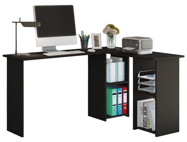 Meuble informatique d'angle de bureau Lusias noir - VDD World