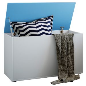 Boîte de rangement coffre à jouets Tolana SOFTCLOSE serrure de couvercle blanc bleu