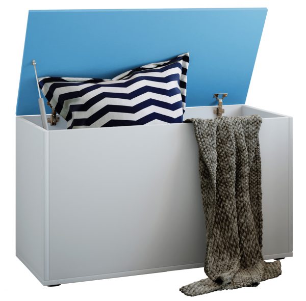 Boîte de rangement coffre à jouets Tolana SOFTCLOSE serrure de couvercle blanc bleu - VDD World