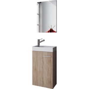 Meuble bas lavabo Meuble Garcia comprenant lavabo + miroir sonoma chêne