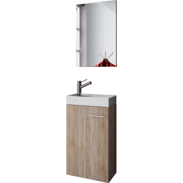 Meuble bas lavabo Meuble Garcia comprenant lavabo + miroir sonoma chêne - VDD World