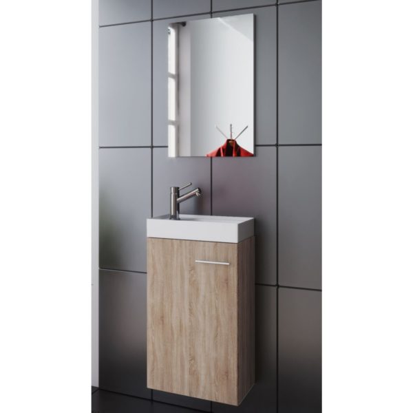 Meuble bas lavabo Meuble Garcia comprenant lavabo + miroir sonoma chêne - VDD World