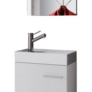 Meuble bas lavabo Meubles Garcia avec lavabo + miroir blanc