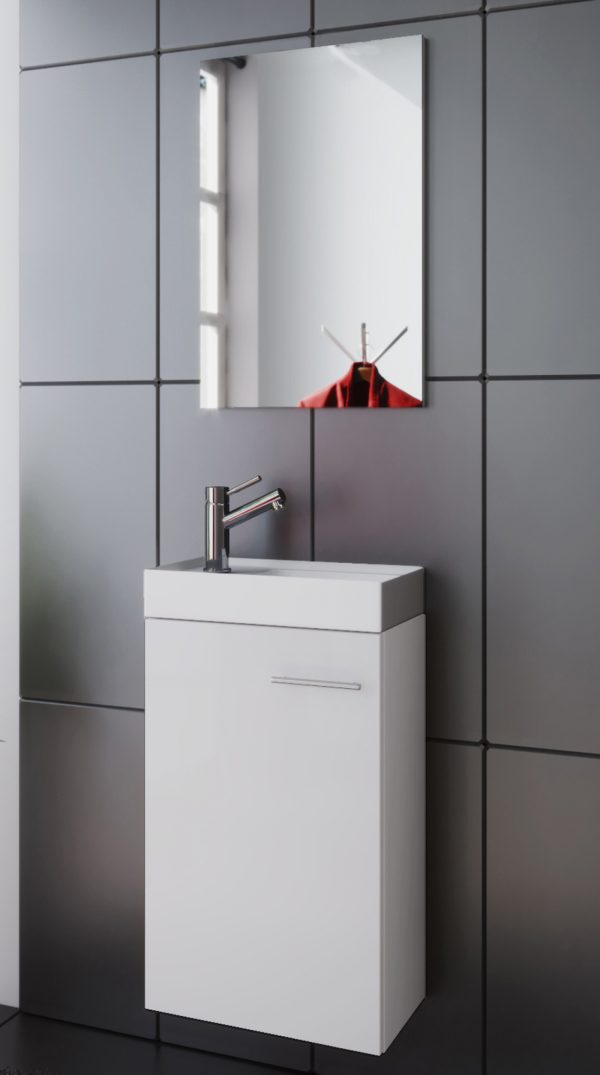 Meuble bas lavabo Meubles Garcia avec lavabo + miroir blanc - VDD World