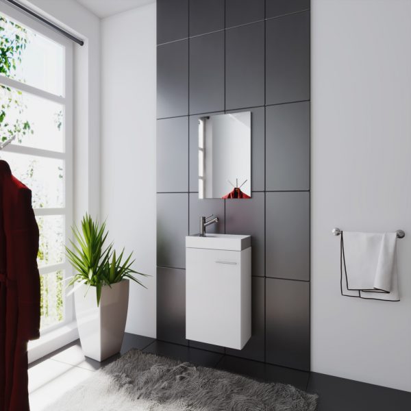 Meuble bas lavabo Meubles Garcia avec lavabo + miroir blanc - VDD World