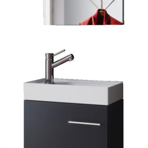 Meuble bas lavabo Meuble Garcia avec lavabo + miroir noir