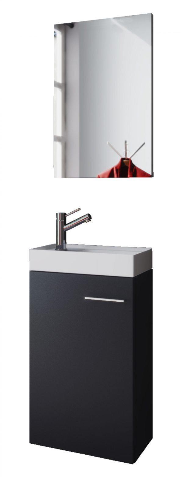 Meuble bas lavabo Meuble Garcia avec lavabo + miroir noir - VDD World