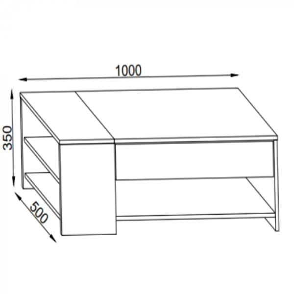 Table basse Tindus avec beaucoup d'espace de rangement et compartiments d'aspect béton gri - VDD World