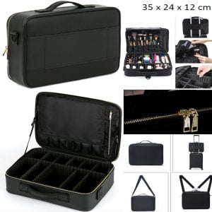 Valise maquillage cosmétique chariot de coiffure trousse de beauté 4 en 1 noir - VDD World