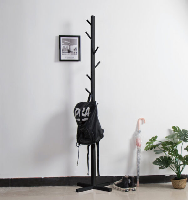 Porte-manteau sur pied bois - arbre porte-manteau 8 patères - hauteur 176 cm - noir - VDD World