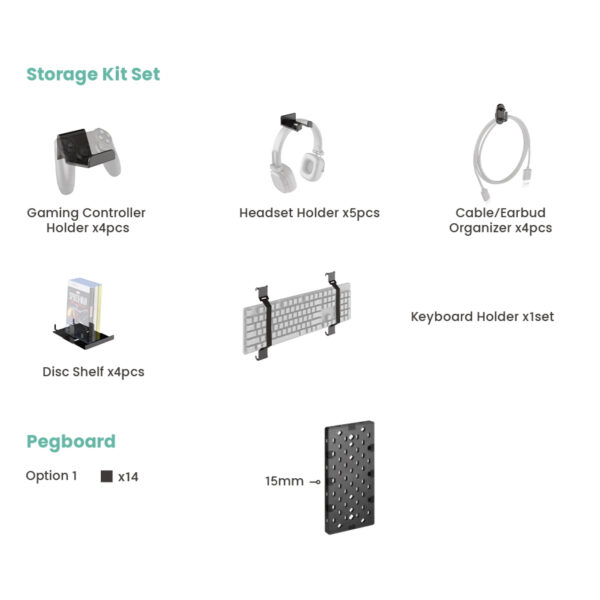 Accessoires de jeu système de rangement modulaire pour contrôleur, console, jeux et casque d'écoute - VDD World