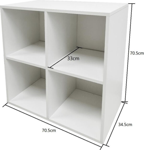 Meuble de rangement vinyle vinyle vinyle - bibliothèque - 4 compartiments - blanc - VDD World