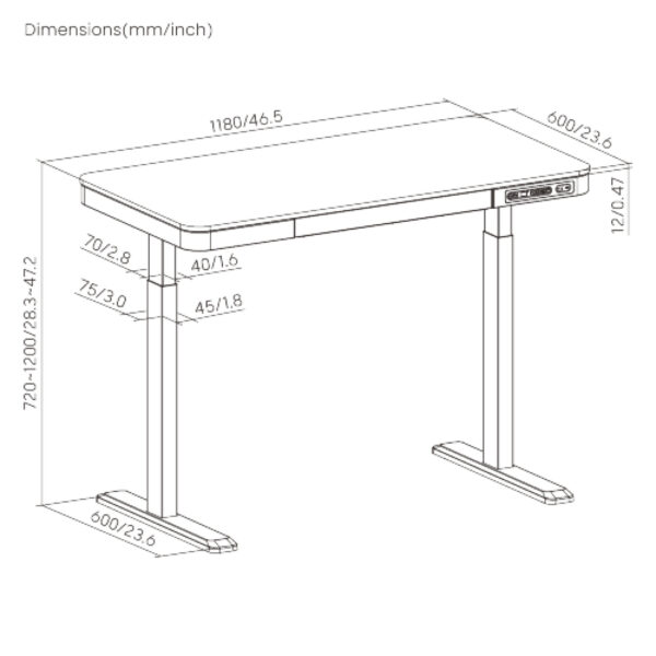 VDD Gaming Desk Premium - Bureau assis-debout - Hauteur réglable électriquement - Bureau de jeu - VDD World