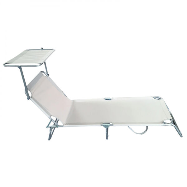 LAZY DAY GREY Chaise longue de plage pliable avec parasol - VDD World