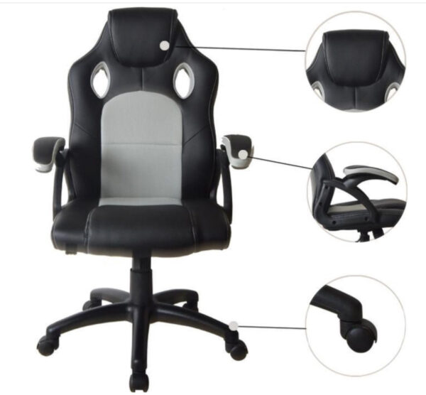 Chaise de bureau racing style gaming premium design Wouter bleu noir - VDD World