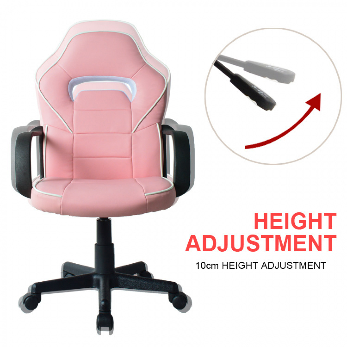 Chaise de bureau chaise gaming Thomas - enfant - style racing gaming - réglable en hauteur - rose - VDD World FR Chaise de bureau chaise gaming Thomas - enfant - style racing gaming - réglable en hauteur - rose - VDD World FR