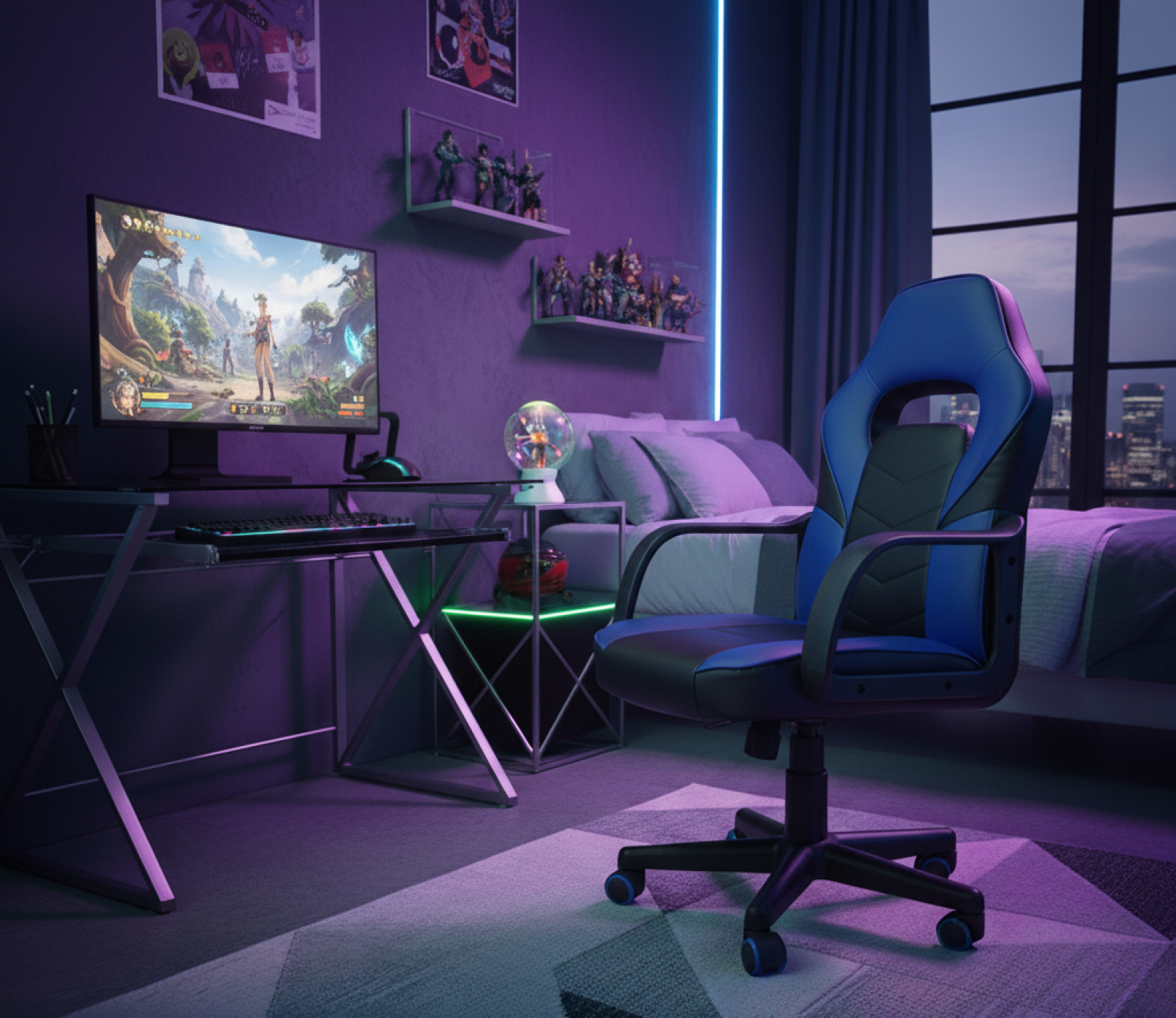 Chaise de bureau « Thomas » pour adolescents, couleur bleu/noir Chaise de bureau « Thomas » pour adolescents, couleur bleu/noir
