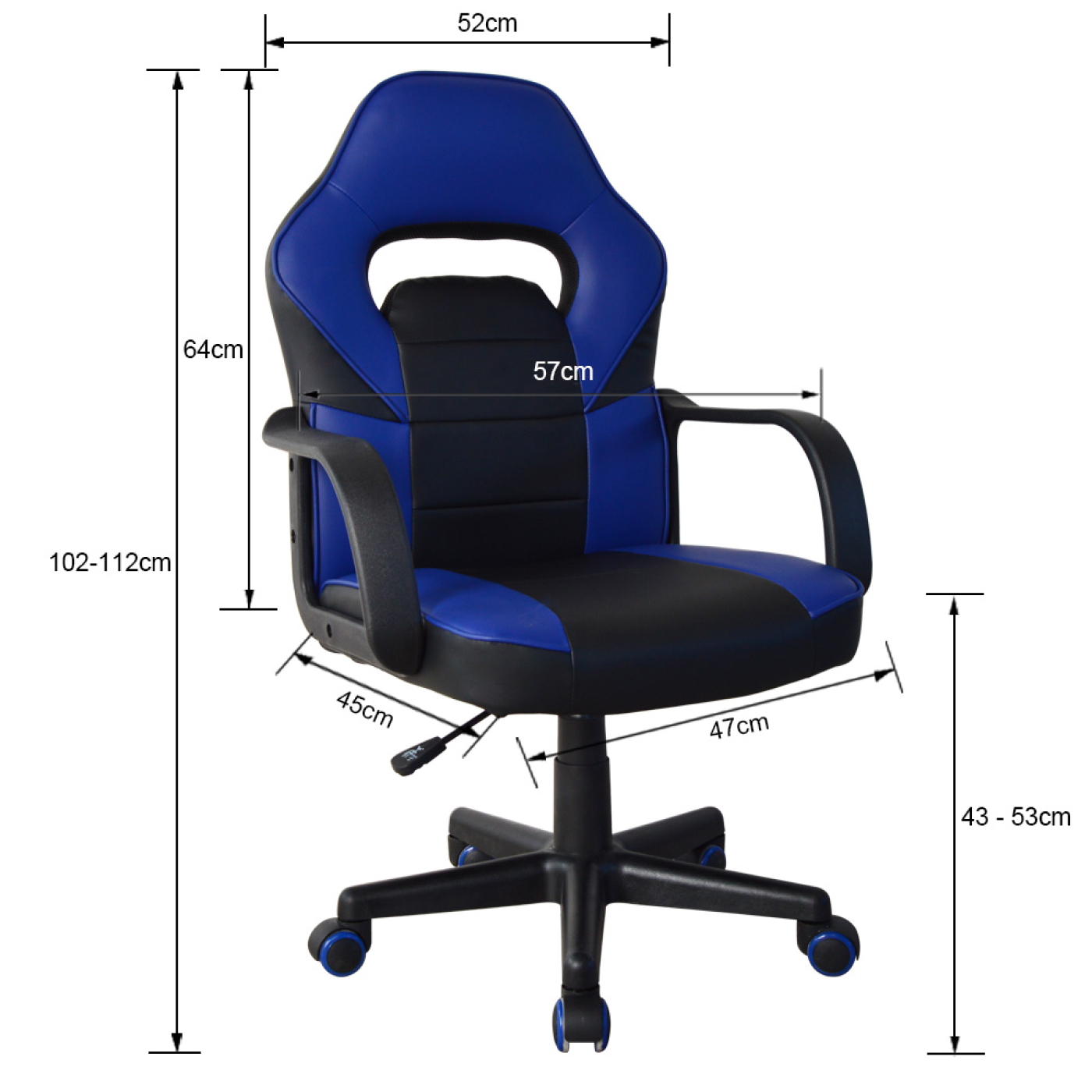 Chaise de bureau « Thomas » pour adolescents, couleur bleu/noir Chaise de bureau « Thomas » pour adolescents, couleur bleu/noir