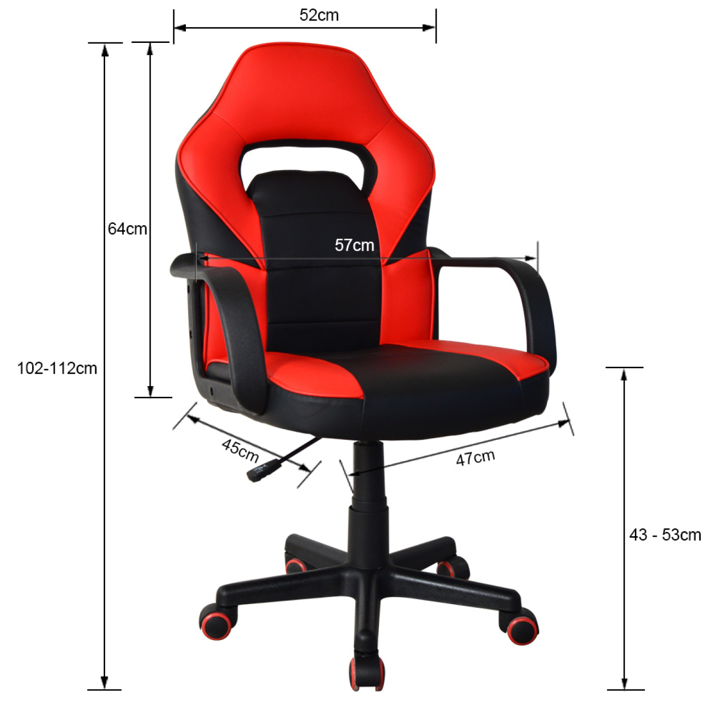 Chaise gaming Thomas junior - chaise de bureau style gaming - réglable en hauteur - rouge noir - VDD World FR Chaise gaming Thomas junior - chaise de bureau style gaming - réglable en hauteur - rouge noir - VDD World FR