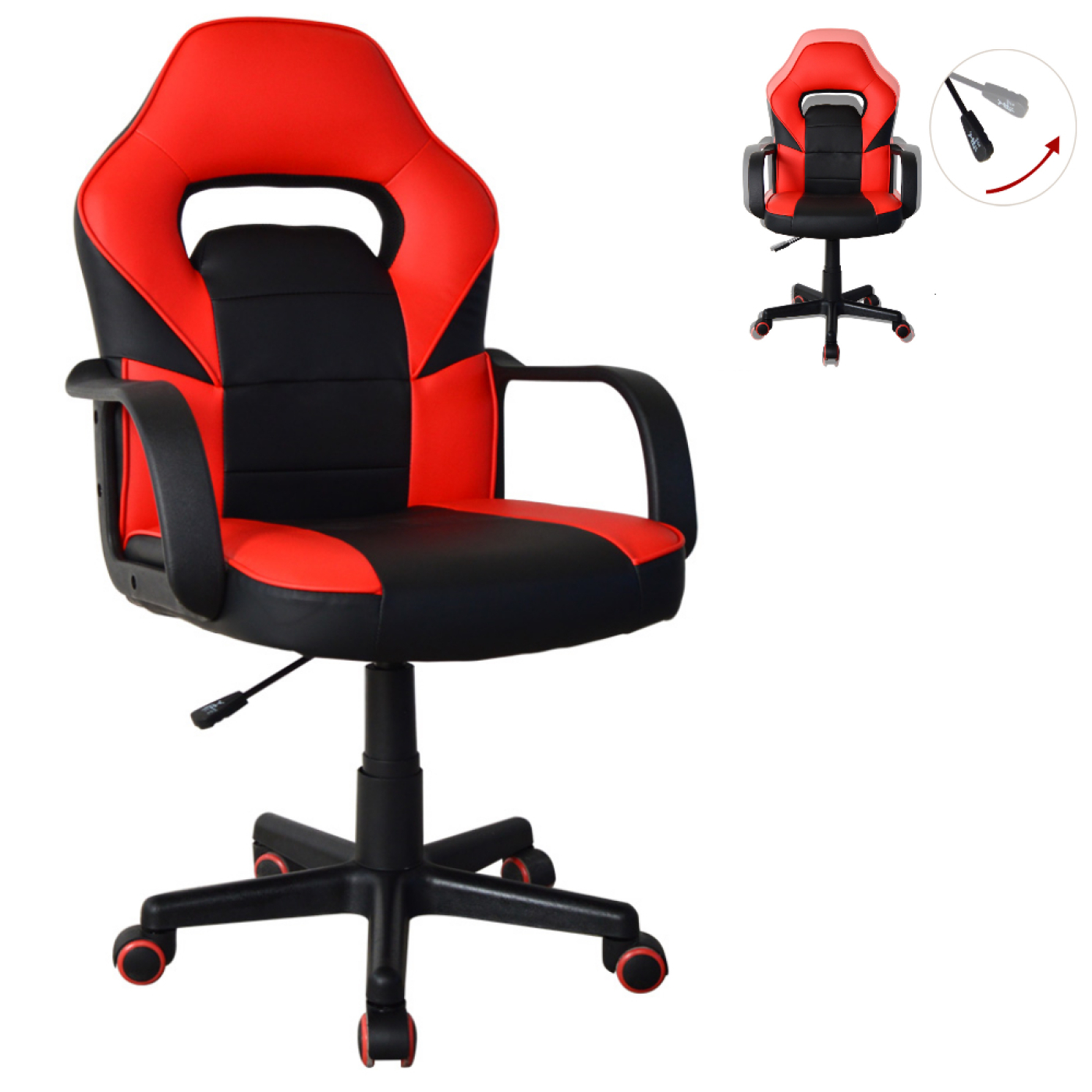 Chaise gaming Thomas junior - chaise de bureau style gaming - réglable en hauteur - rouge noir - VDD World FR Chaise gaming Thomas junior - chaise de bureau style gaming - réglable en hauteur - rouge noir - VDD World FR