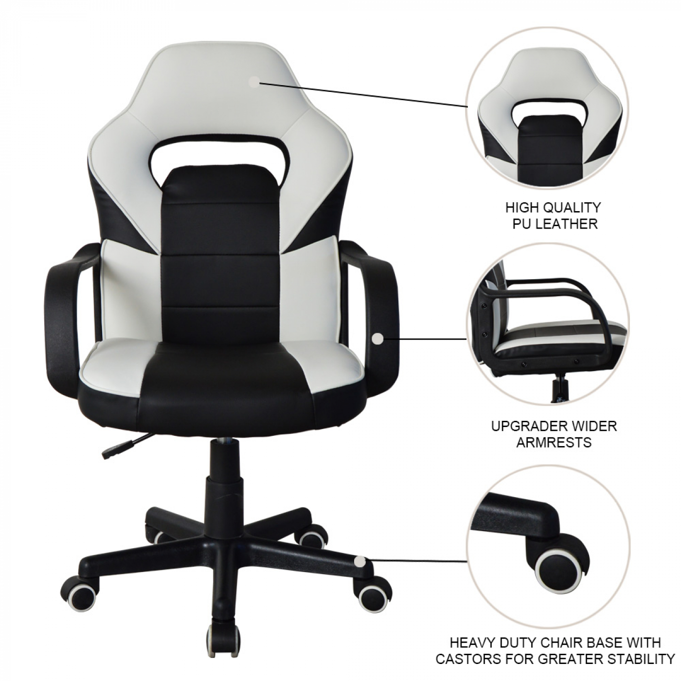 Chaise de bureau Thomas junior - chaise gamer style gaming racing - réglable en hauteur - image alternative