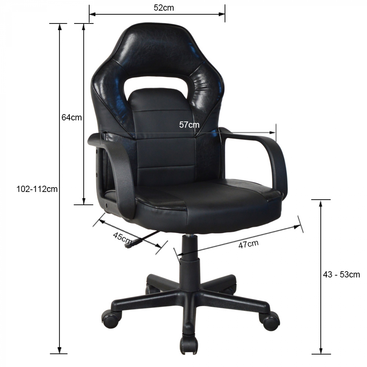 Chaise de bureau Thomas junior - chaise gamer style gaming racing - hauteur réglable - noir - VDD World FR Chaise de bureau Thomas junior - chaise gamer style gaming racing - hauteur réglable - noir - VDD World FR