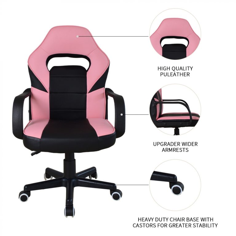 Chaise gaming Thomas junior - chaise de bureau style gaming - réglable en hauteur - rose noir - image alternative