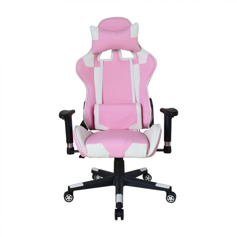 Chaise de bureau chaise gaming Thomas - chaise style gaming racing - blanc rose - image alternative