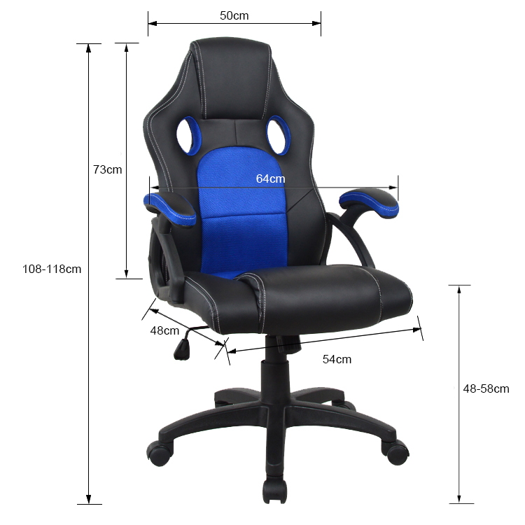 Chaise de bureau racing style gaming premium design Wouter bleu noir - VDD World FR Chaise de bureau racing style gaming premium design Wouter bleu noir - VDD World FR