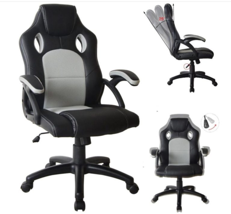 Chaise de bureau racing style gaming premium design Wouter bleu noir