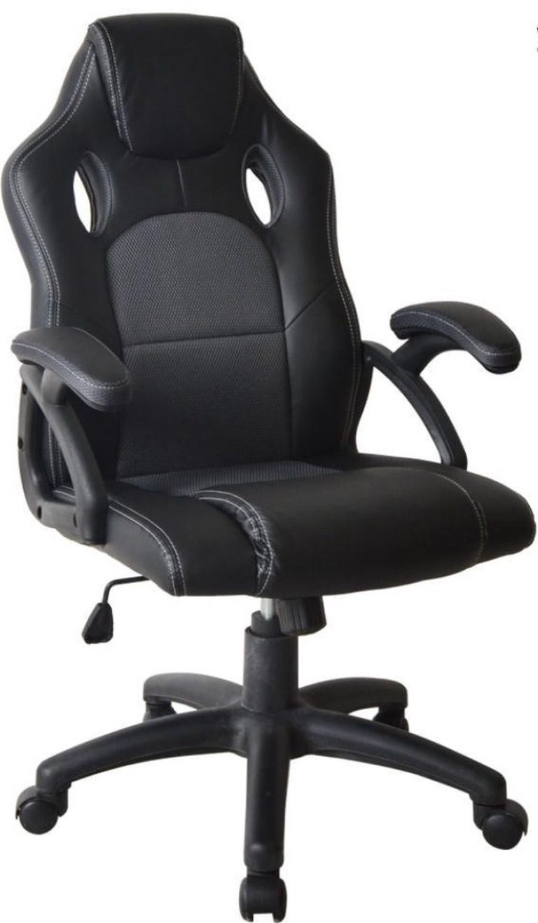 Chaise de jeu Chaise de bureau junior Wouter - style jeu de course - réglable en hauteur - noir