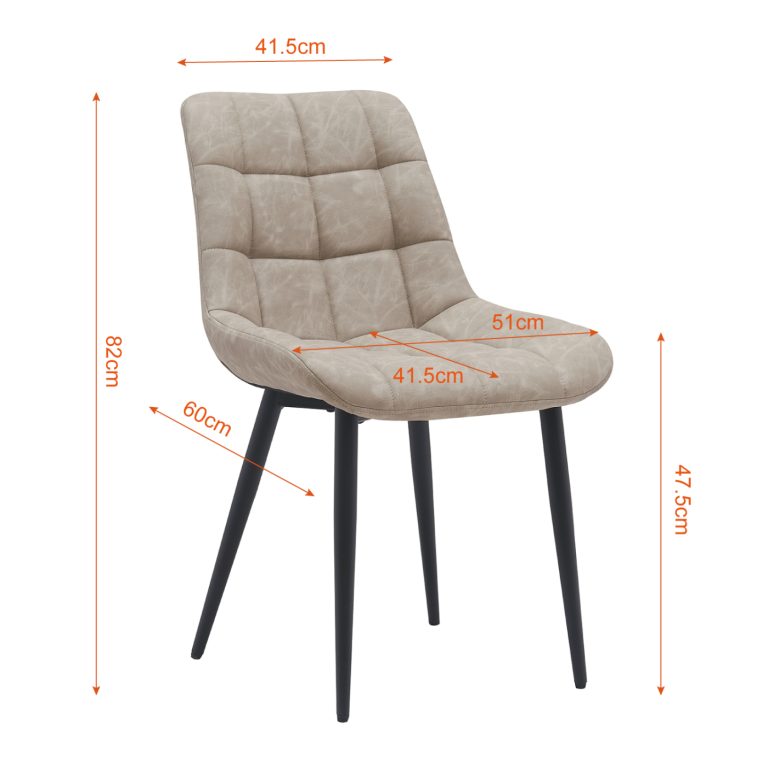 Chaise de salle à manger VVD - beige - noir - châssis en métal - industriel - ensemble de 2 - image alternative