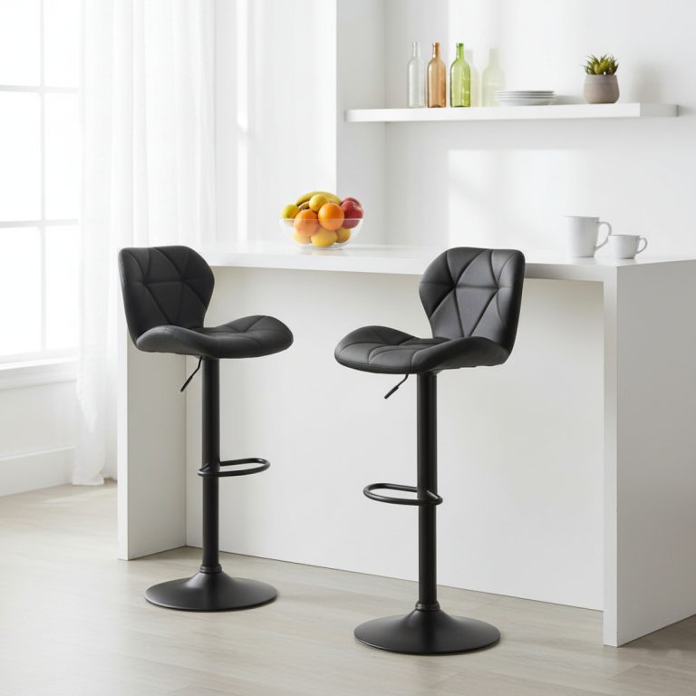 Ensemble de 2 tabourets de bar noirs - Tabourets de bar avec dossier - Tabourets de bar réglables - image alternative