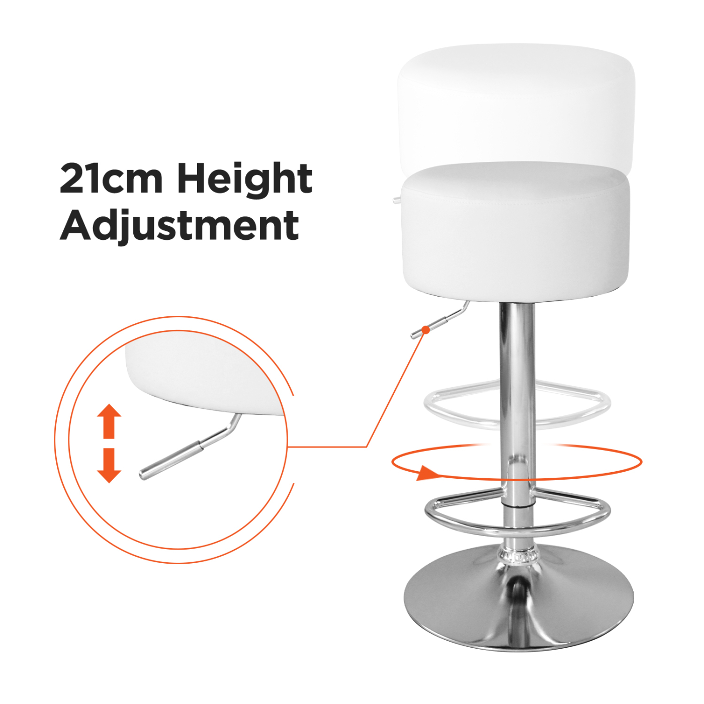 Tabourets de bar élégants avec siège blanc et hauteur réglable - Chaise de cuisine - Ensemble de 2 - VDD World FR Tabourets de bar élégants avec siège blanc et hauteur réglable - Chaise de cuisine - Ensemble de 2 - VDD World FR