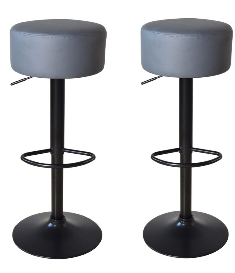 Tabourets de bar élégants avec siège gris et hauteur réglable - Chaise de cuisine - Ensemble de deux