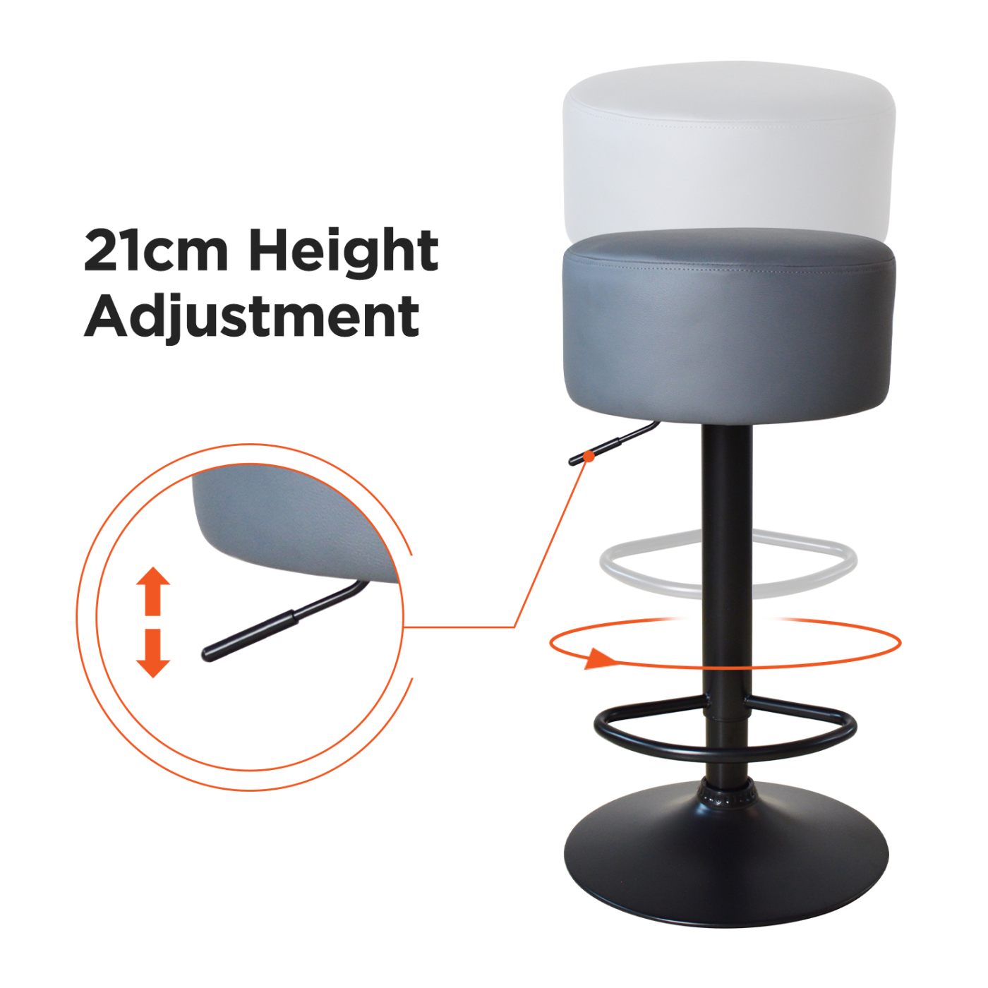 Tabourets de bar élégants avec siège gris et hauteur réglable - Chaise de cuisine - Ensemble de deux - VDD World FR Tabourets de bar élégants avec siège gris et hauteur réglable - Chaise de cuisine - Ensemble de deux - VDD World FR
