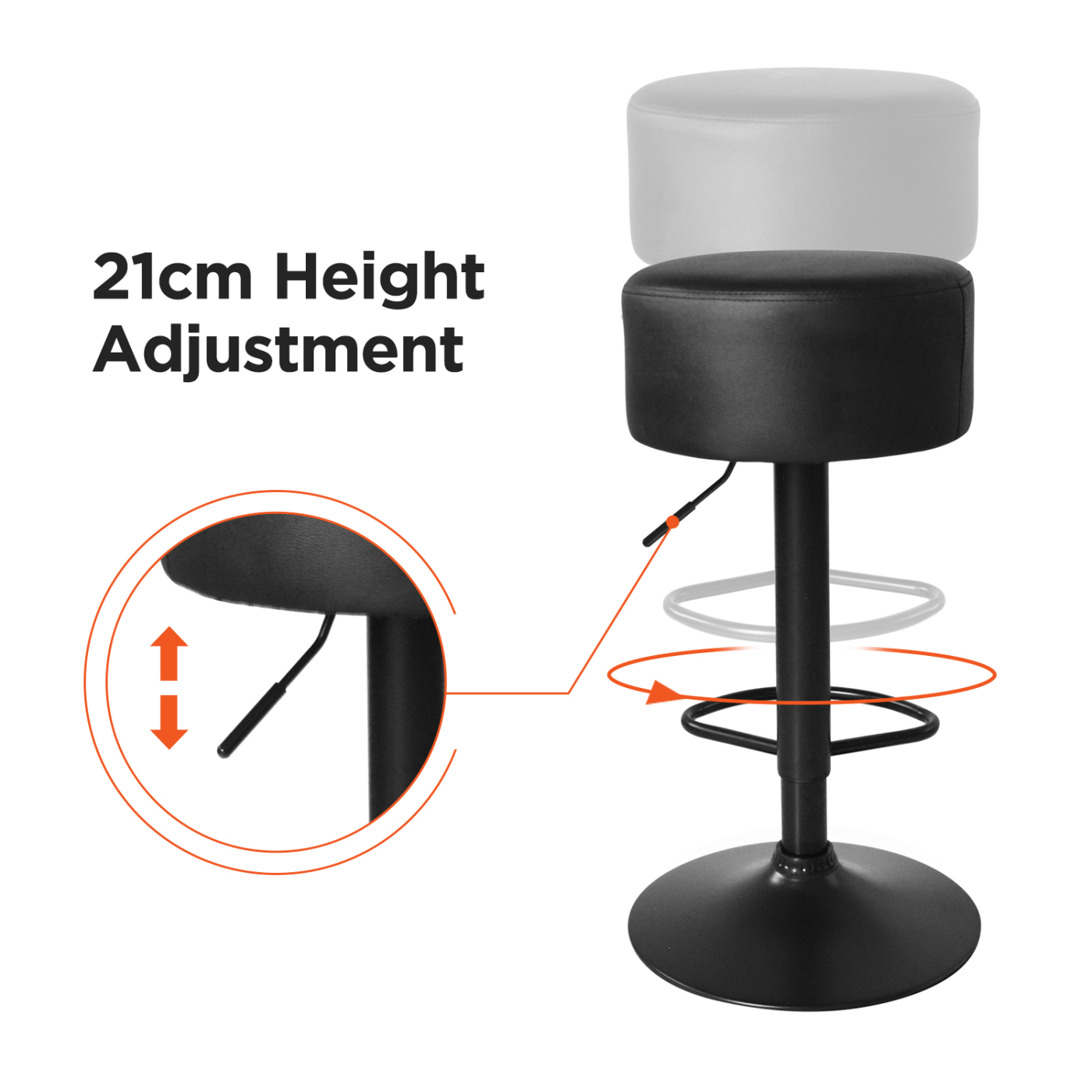 Tabouret de bar réglable en hauteur - Tabouret de bar - noir - chaise de cuisine - VDD World FR Tabouret de bar réglable en hauteur - Tabouret de bar - noir - chaise de cuisine - VDD World FR