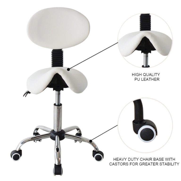 Tabouret selle dossier ergonomique inclinable - tabouret de barbier - tabouret - réglable en hauteur - image alternative