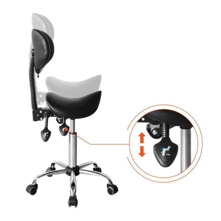Tabouret selle ergonomique - tabouret de coiffure - tabouret de bar - hauteur réglable - dossier inc - image alternative