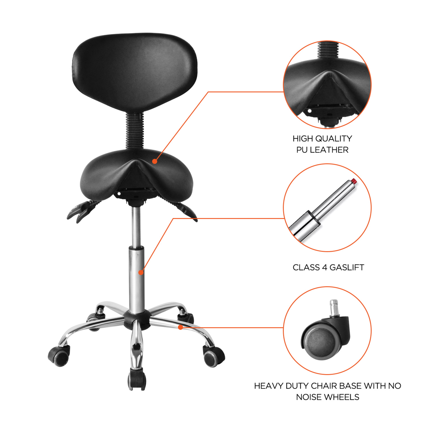 Tabouret selle ergonomique - tabouret de coiffure - tabouret de bar - hauteur réglable - dossier inc - VDD World FR Tabouret selle ergonomique - tabouret de coiffure - tabouret de bar - hauteur réglable - dossier inc - VDD World FR