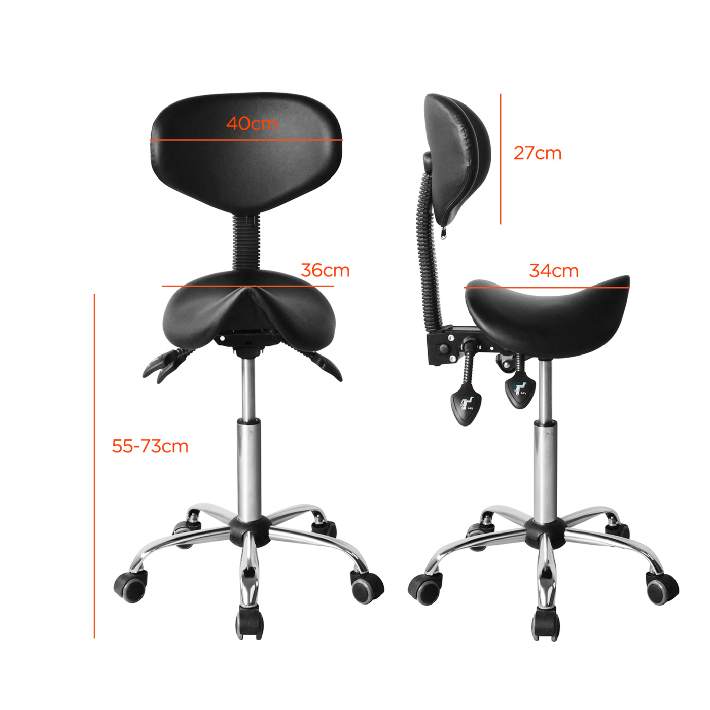 Tabouret selle ergonomique - tabouret de coiffure - tabouret de bar - hauteur réglable - dossier inc - VDD World FR Tabouret selle ergonomique - tabouret de coiffure - tabouret de bar - hauteur réglable - dossier inc - VDD World FR