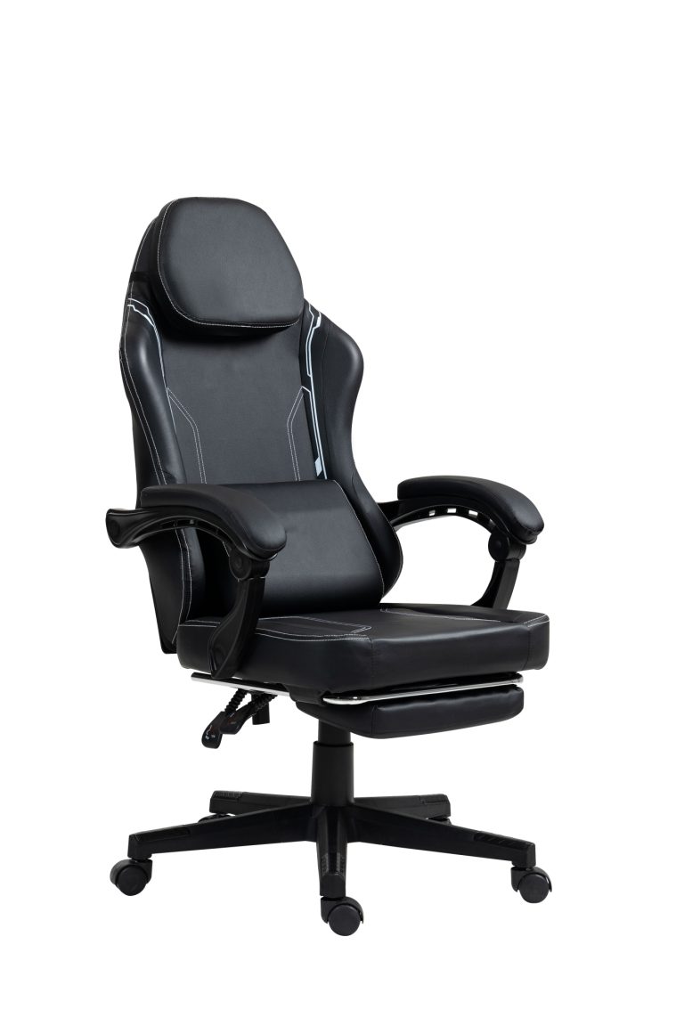 VVD - Chaise de jeu noire - repose-pieds - ergonomique - réglable en hauteur