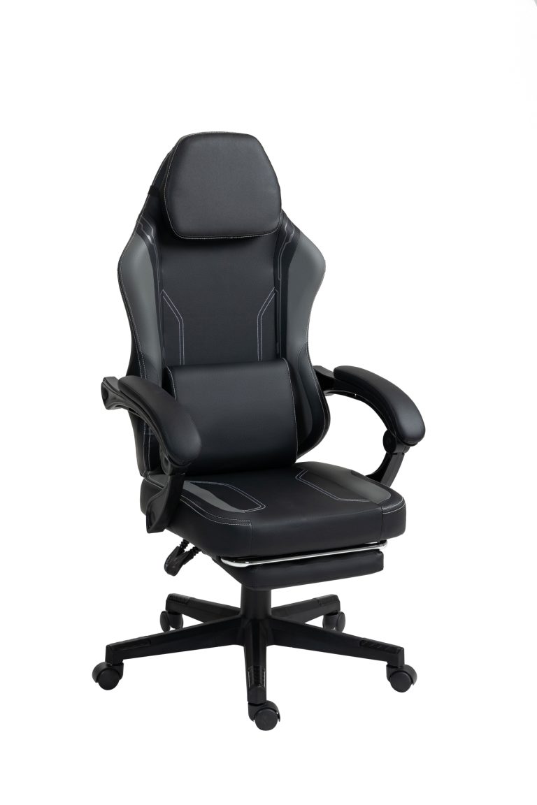 VDD - Chaise de jeu noir-gris - repose-pieds - ergonomique - réglable en hauteur