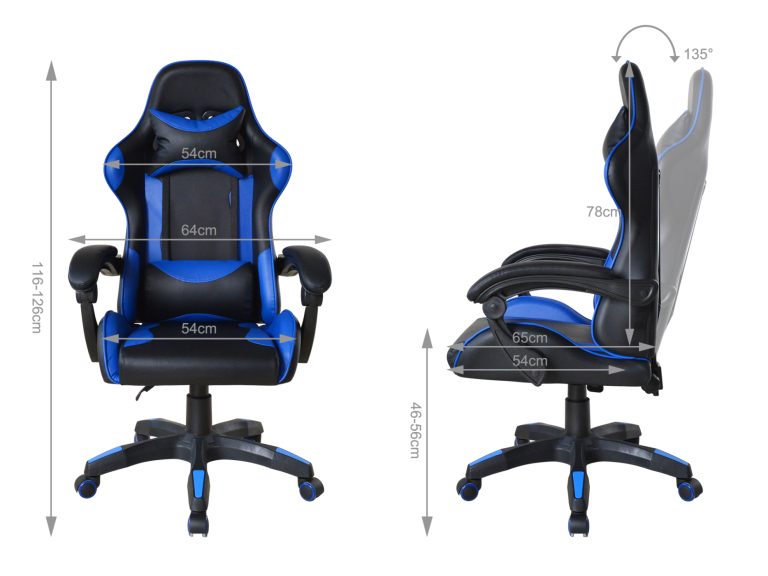 Chaise gaming Cyclone - chaise de bureau - chaise gaming racing - bleu noir - VDD World FR