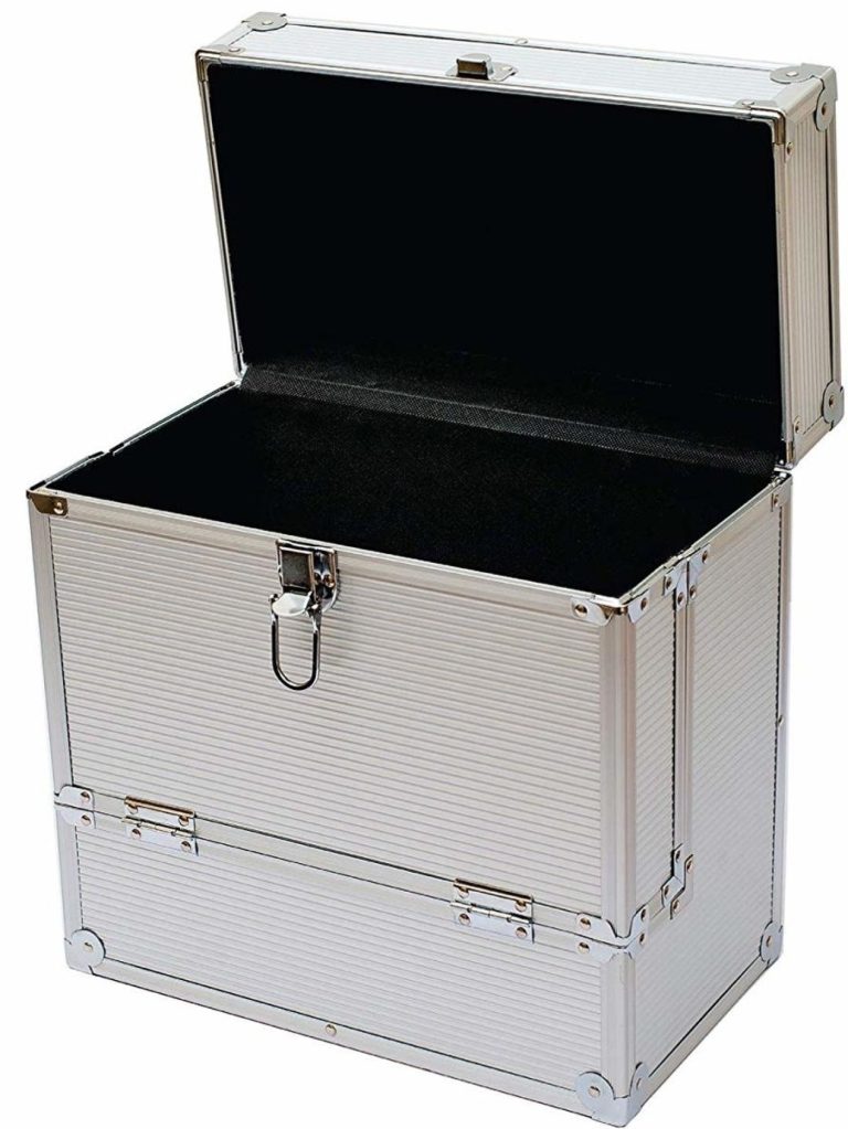Vinyle LP case record case pour 40 pièces en aluminium argenté