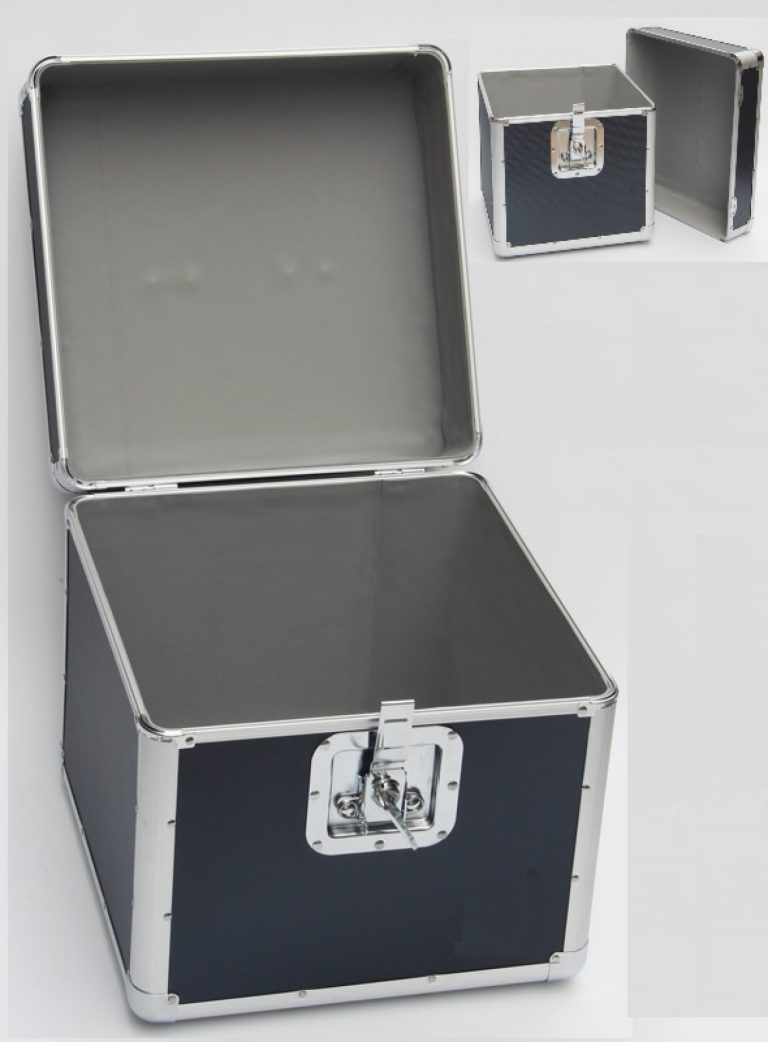 Boîtier en vinyle LP pour 70 à 100 plaques en aluminium noir verrouillable